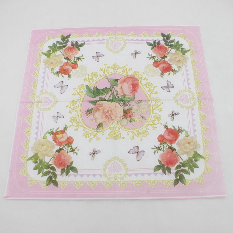 Pink Flowers Paper Napkins Print Tissue Napkins Decoration Serviettes 20pcs/pack