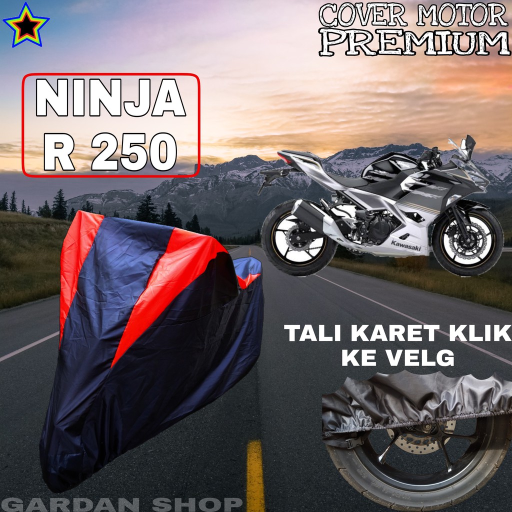 Sarung Motor NINJA R 250 Hitam MERAH Body Cover Penutup Pelindung Motor Ninja PREMIUM