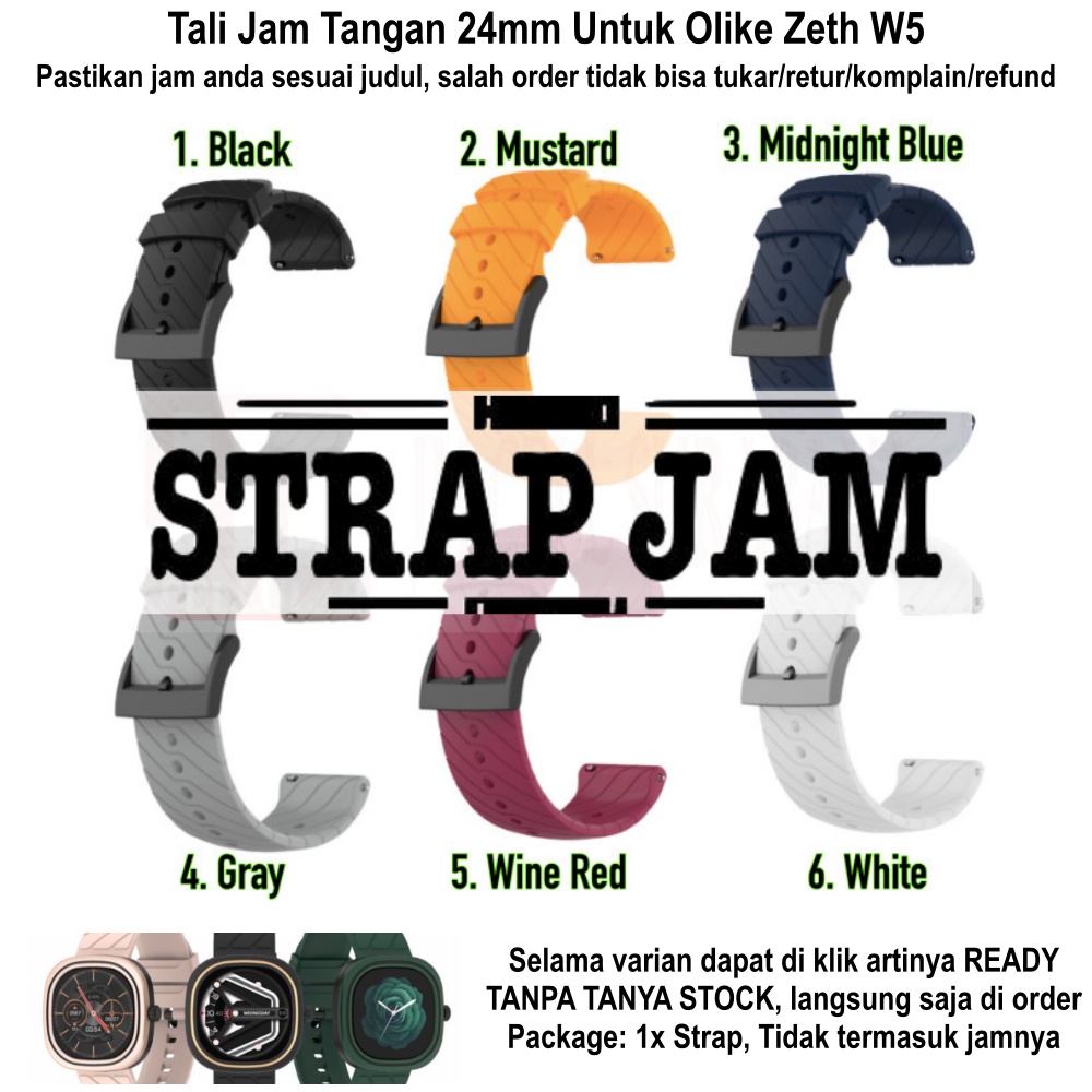 EL Tali Jam Olike Zeth W5 - Strap 24mm Sporty Keren Bahan Rubber Berkualitas