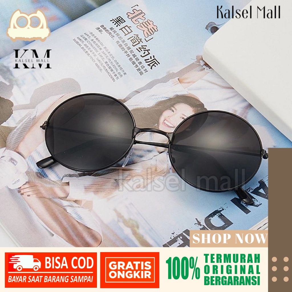 Kacamata Hitam Kacamata Bulat Hitam Boboho Kaca Mata Bobo Ho Fashion Polarized Frame Full Black Classic Vintage Bulatan KCH8