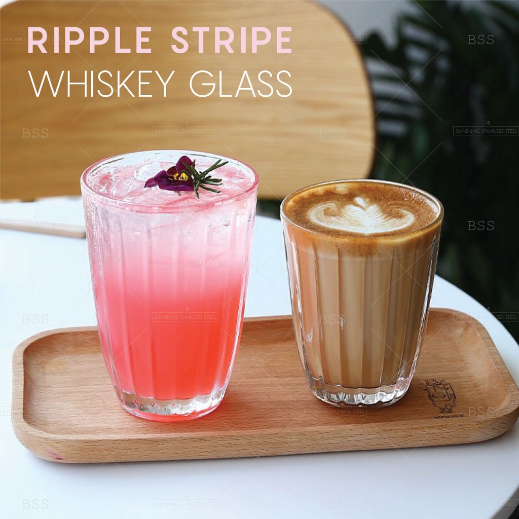 Striped Glass Coffee Gelas Kaca Kopi Chip Jus Frappuccino Cangkir Cantik Simple Elegan