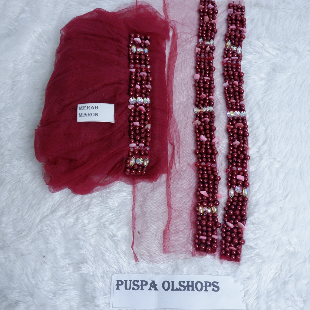 Set Veil Mutiara Susun Slayer Mutiara Susun maron-merah cabe