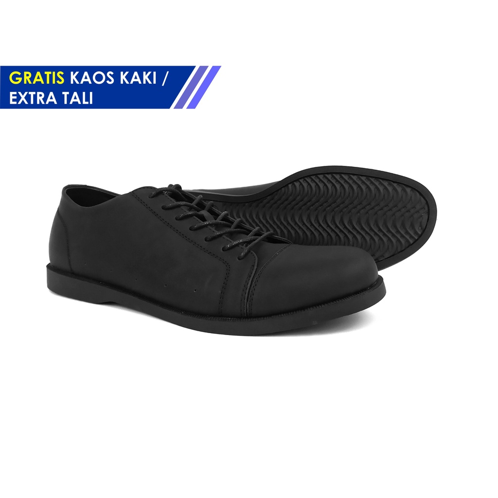 Sepatu Pria Pantofel Kulit AKEEL ANTARES Full Black