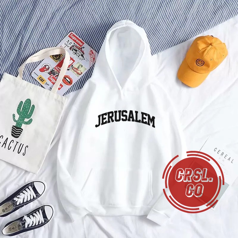 HOODIE SWEATER JERUSALEM MOTIF CASUAL BAHAN TEBAL DAN LEMBUT BISA COD