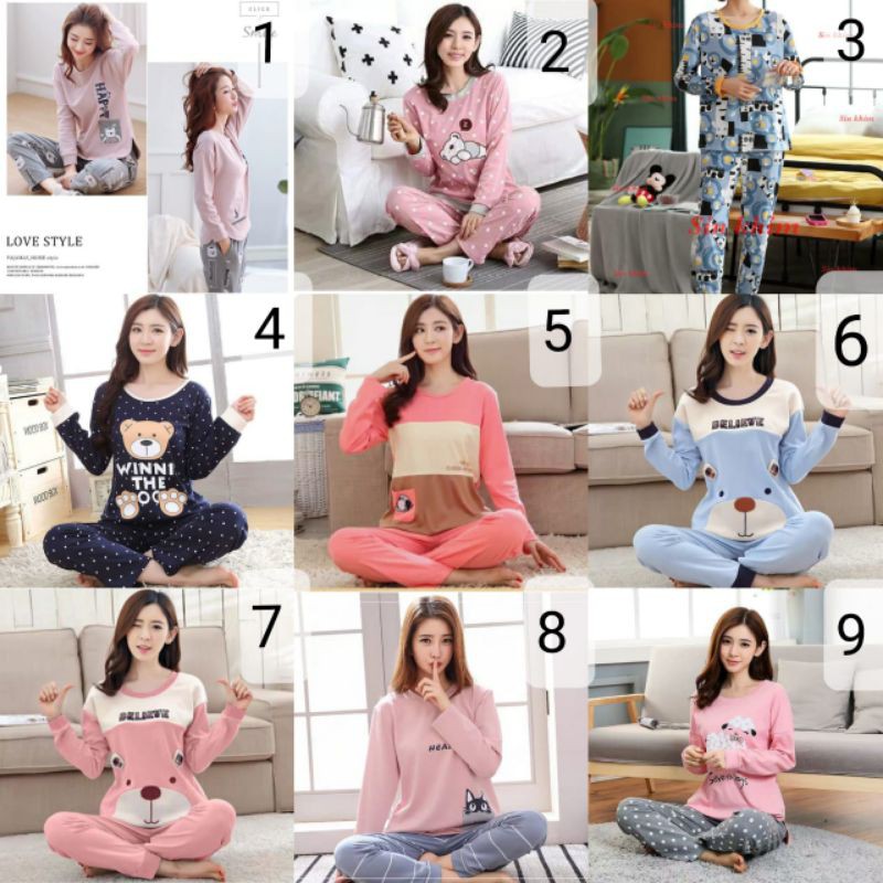 baju tidur PP wanita bahan kaos tebal import new