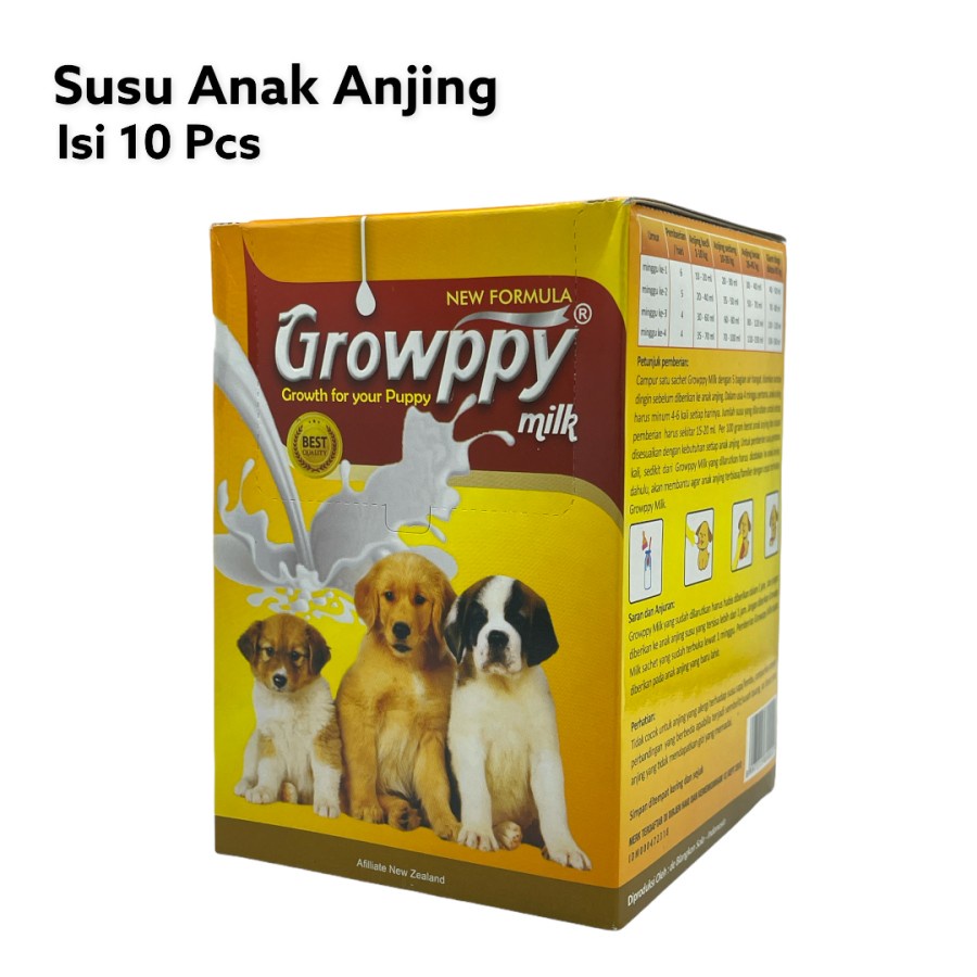 GROWPPY MILK 1 BOX (ISI 10 SACHET) SUSU ANJING (0-2 BULAN) NEW FORMULA