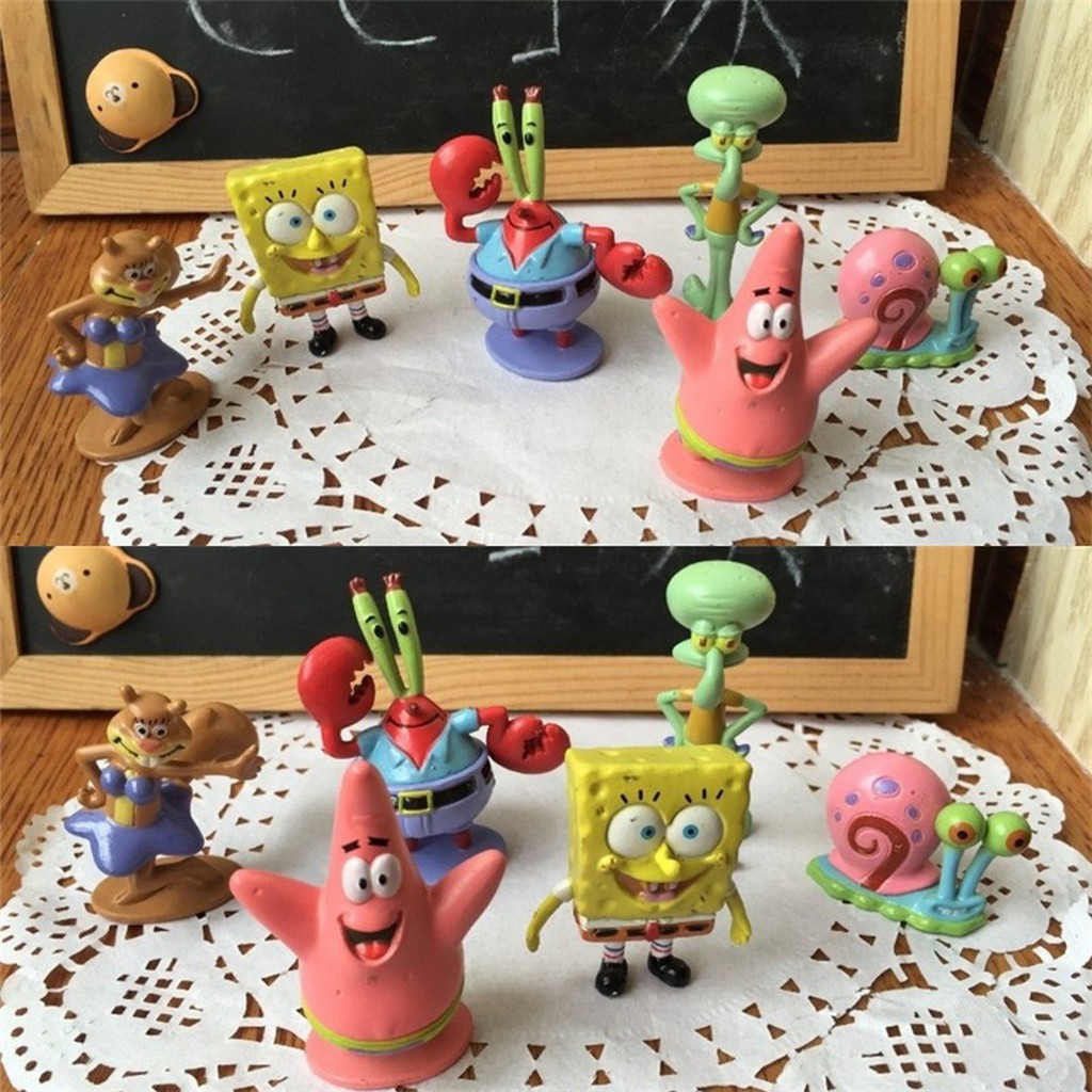 Set 6pcs SpongeBob Action Figure Mainan Pajangan Hiasan Kue