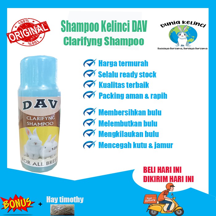 SHAMPOO KELINCI DAV LEMBUT WANGI EKONOMIS SHAMPO  CLARIFYNG