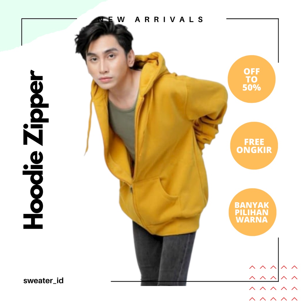 SWEATER_ID Hoodie Zipper Kuning Mustard Polos Unisex