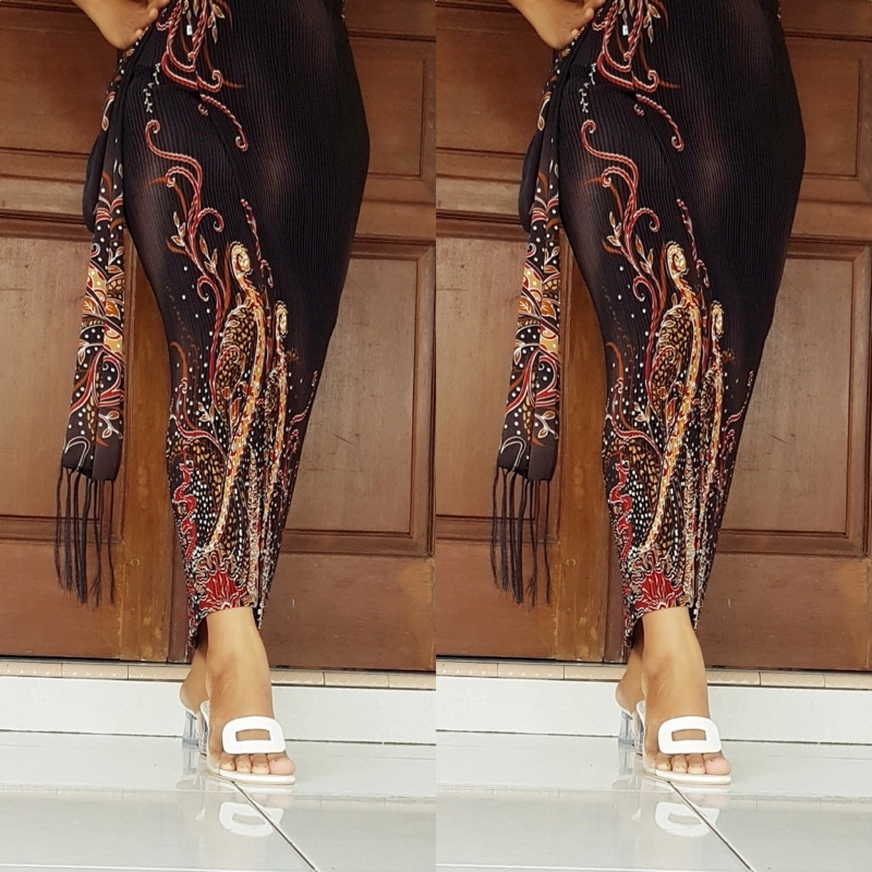 kamen jadi bali plisket sutra set selendang batik