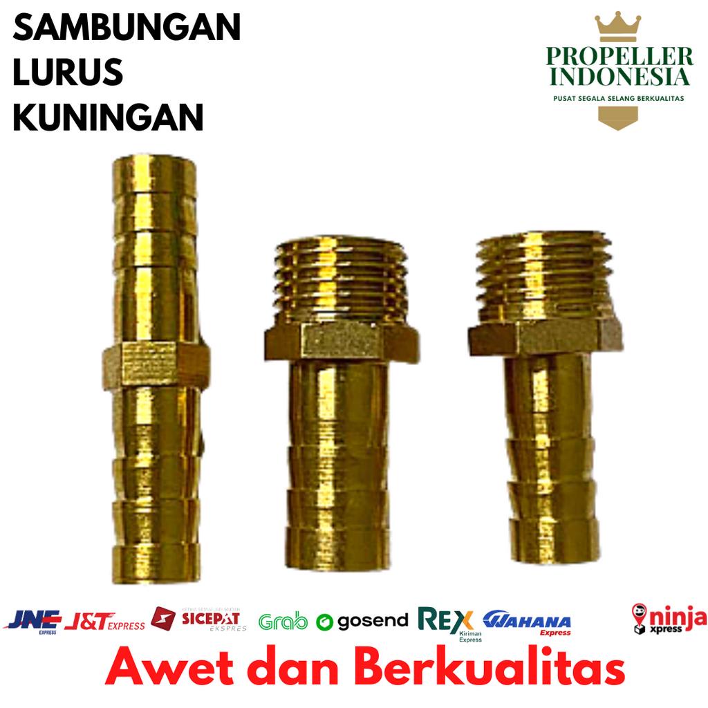 Sambungan Selang Kuningan Lurus Kompresor 5/16Inch Neple 2 Cabang 8mm