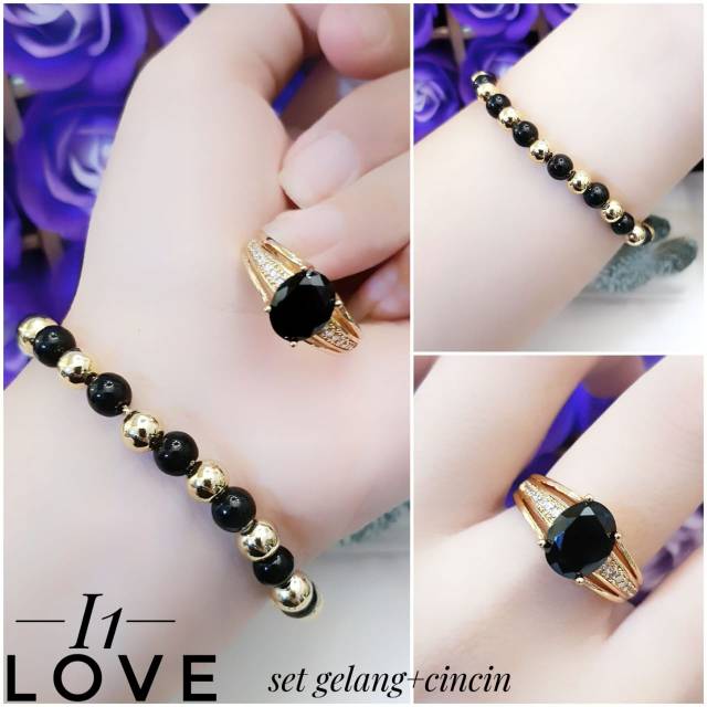 Xuping gelang dan cincin lapis emas 0417i