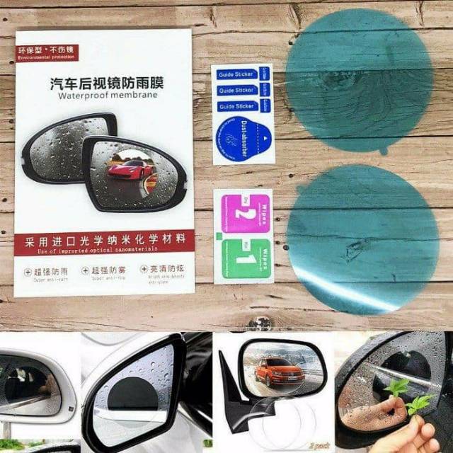 Stiker Film Air Anti Embun Hujan Kabut Spion Mobil Bulat Fog 95mm 2pcs