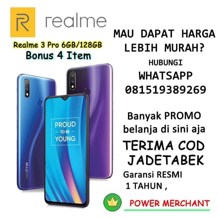 Realme 3 Pro 6GB 128GB - Garansi Resmi - Bisa COD - ORIGINAL - Biru