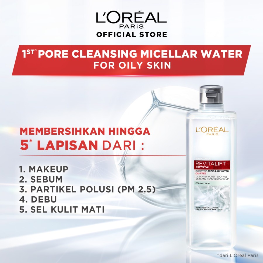 ✦SINAR✦Loreal Revitalift Crystal Purifying Micellar Water - 95ml /400ml