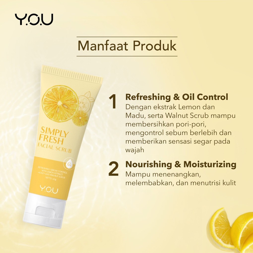 Y.O.U YOU SIMPLY FRESH FACIAL WASH SCRUB ALOE VERA BRIGHT ORANGE ANGGUR