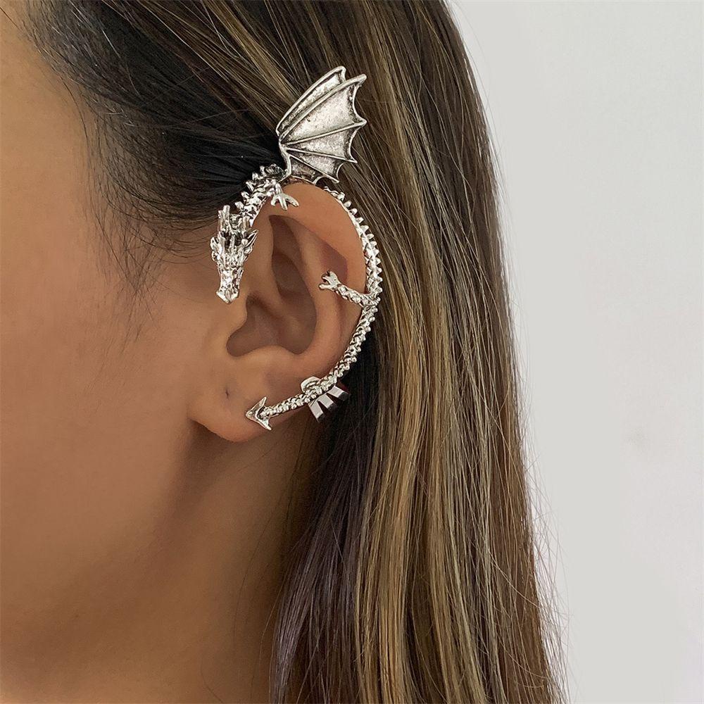 PINEAPPLE Punk Peri Earcuff Pesta Punk Warna Perak Gothic Hip Hop Elf Ear Clip