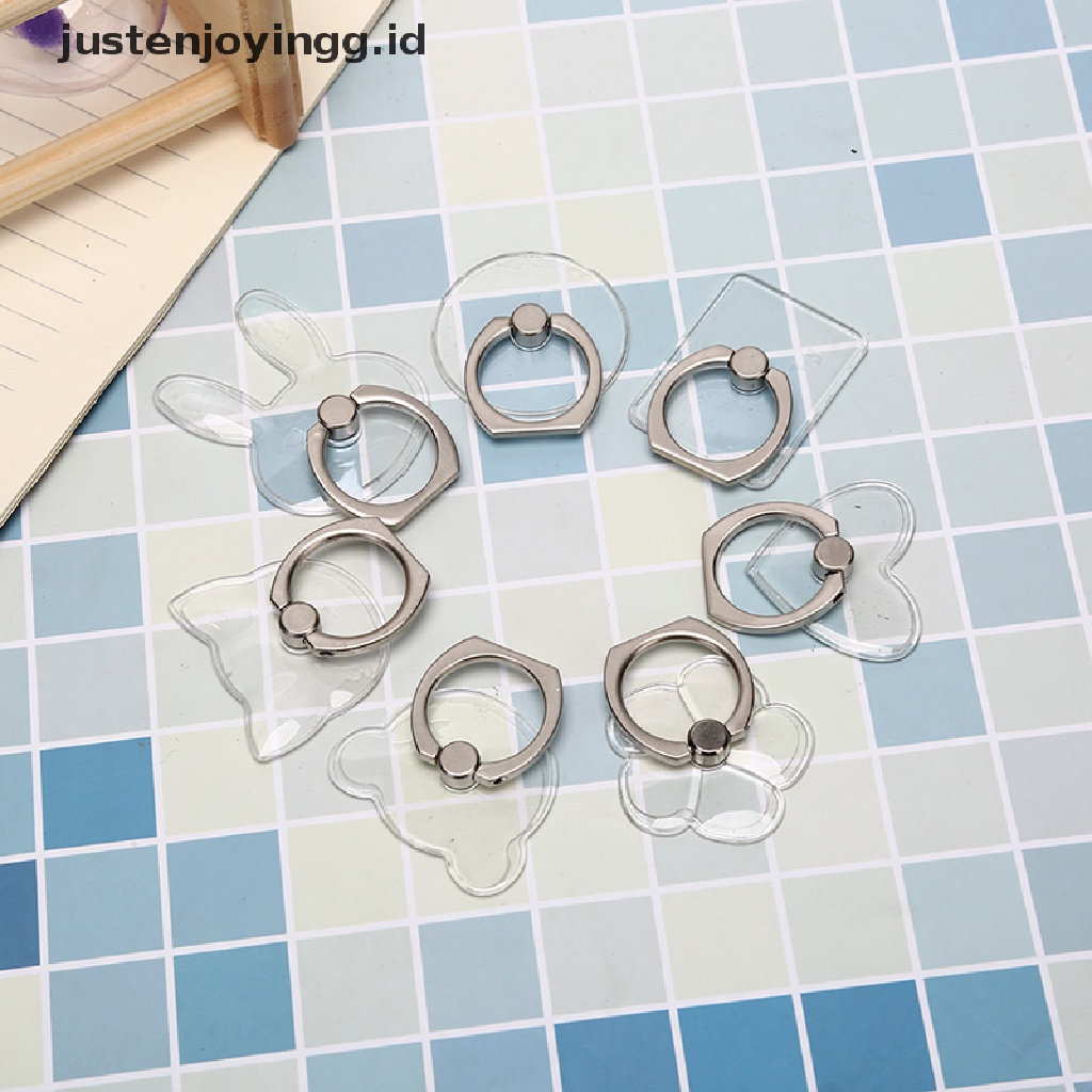 // justenjoyingg.id // 1pc cute transparent phone finger grip rotating ring stand holder accessories ~