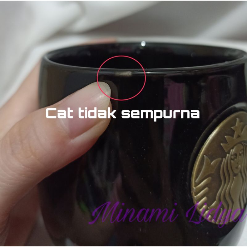 Cacat produksi / defect pabrik gelas mug coffee starbucks free sendok