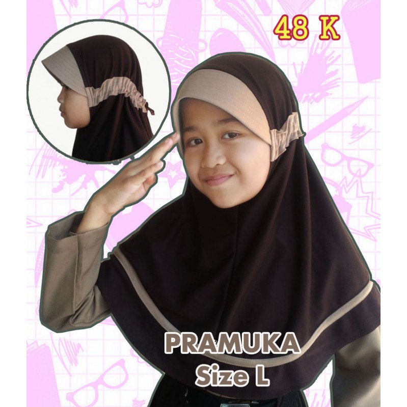 TERMURAH - JILBAB ANAK SEKOLAH PRAMUKA SIZE L BAJU MUSLIM ANAK