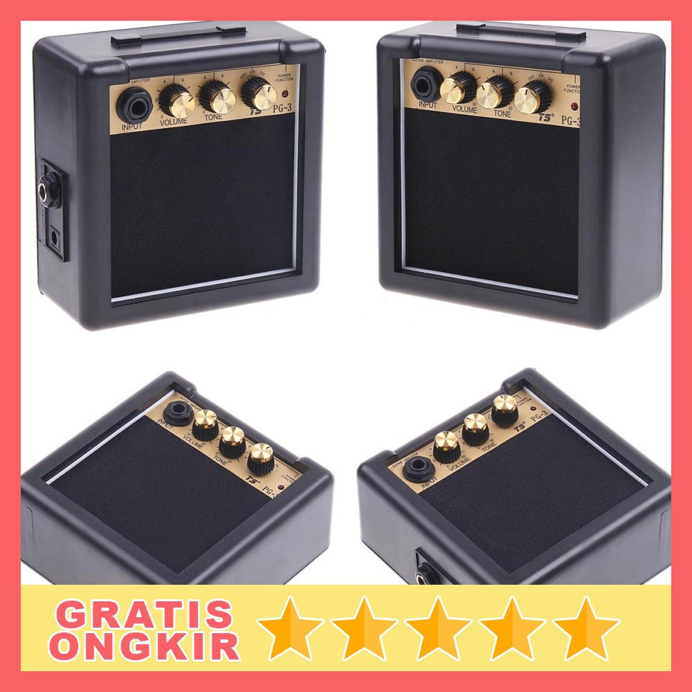 Amplifier Mini Portable Speaker Ampli Gitar Elektrik dan Akustik 3W - Alat Musik Amplifier Gitar Bas