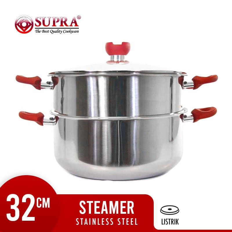 SUPRA Steamer Kukusan 32 cm Lengkap Tutup Kaca