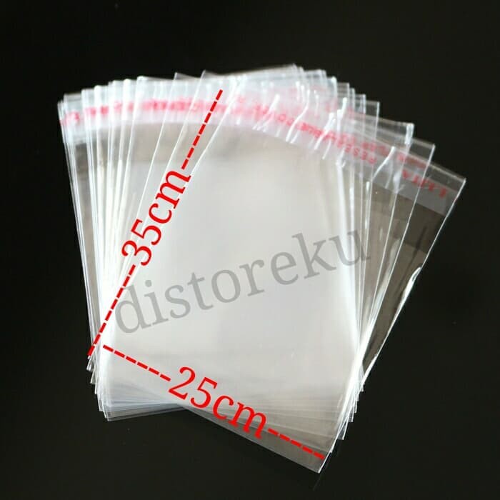 isi 100PC PLASTIK OPP 25X35X03 PLASTIK LEM UNTUK UNDANGAN DAN BAJU MURAH