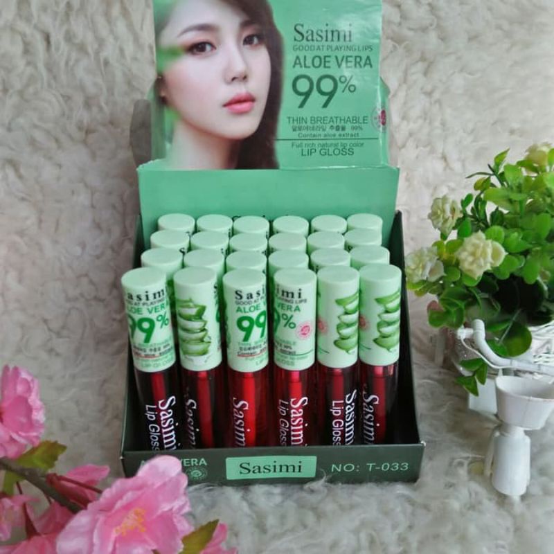 SASIMI LIP GLOSS ALOEVERA 99% ORIGINAL LIPTIN SASIMI