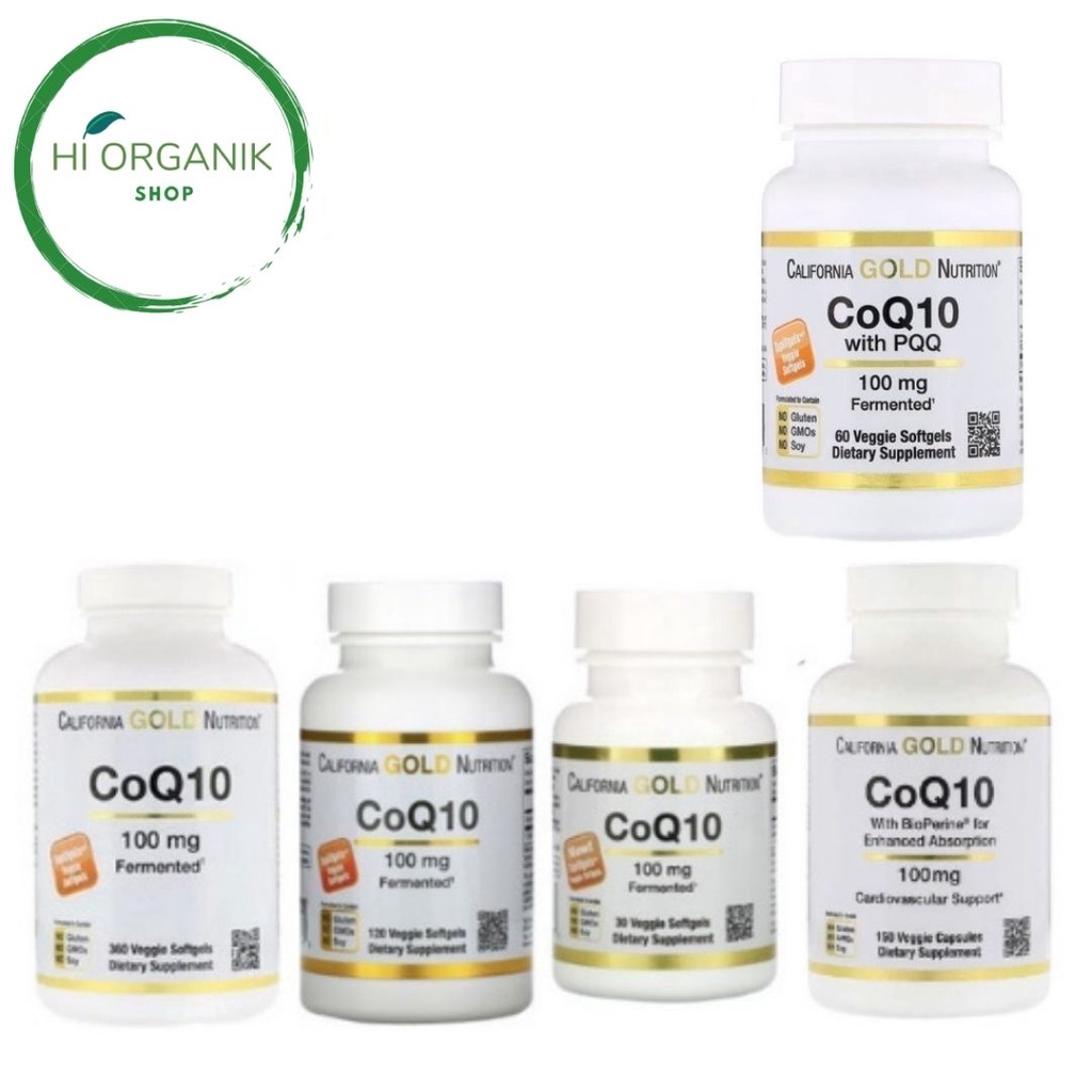 California Gold Nutrition CoQ10 100 mg 30 caps ; CoQ10 100 mg 120 caps ; CoQ10 100 mg 360 caps ; CoQ