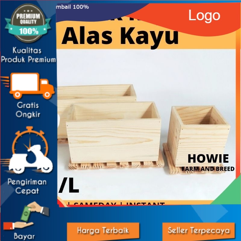 Kotak Kayu Alas Tatakan Kayu Pot Panjang Kaktus Sukulen