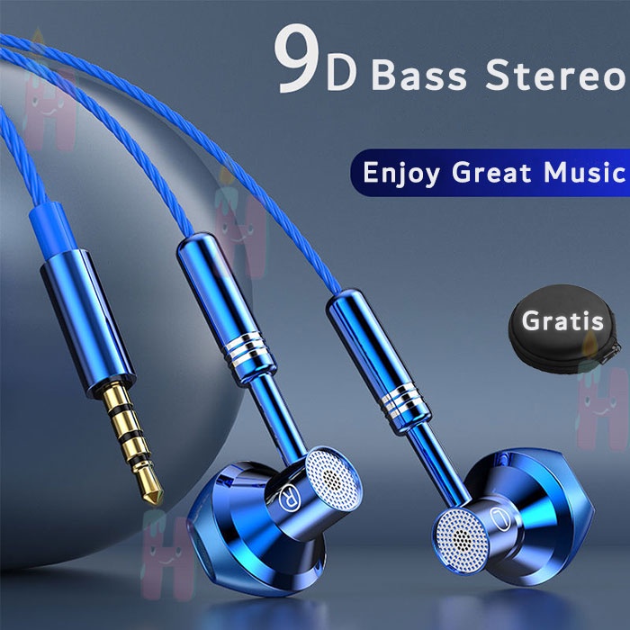 (COD) Metal Headset Gaming with Microphone Wired Earphone 9D Bass Original Waterproof Headphones Hifi Sport Music Surround Stereo Henset