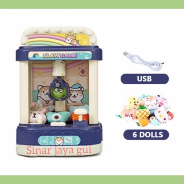 

Limited - Mini/Mainan Boneka Capit Mesin Mainan Baterai Claw Promo Machine Game/Claw Tanpa Funny Biru