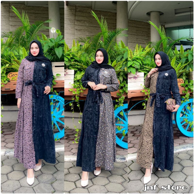 Dress jens wash impor ORIGINAL SHAQUEENARA By TRQ DESIGN/TRQ