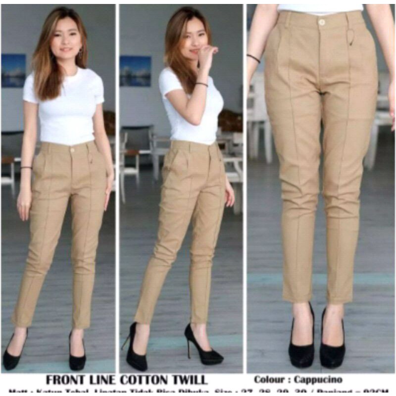 Celana Chino Wanita Katun Twill Pensil Skinny/Chino Wanita (melar)