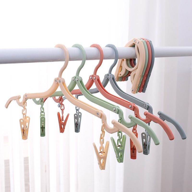 [1Pcs] Hanger dan jepitan baju lipat travel / Gantungan baju 2in1