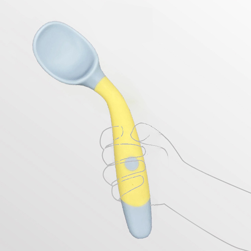 Sendok Garpu Bayi Elastis Silikon Peralatan makan Soft Silicone Spoon - Yellow