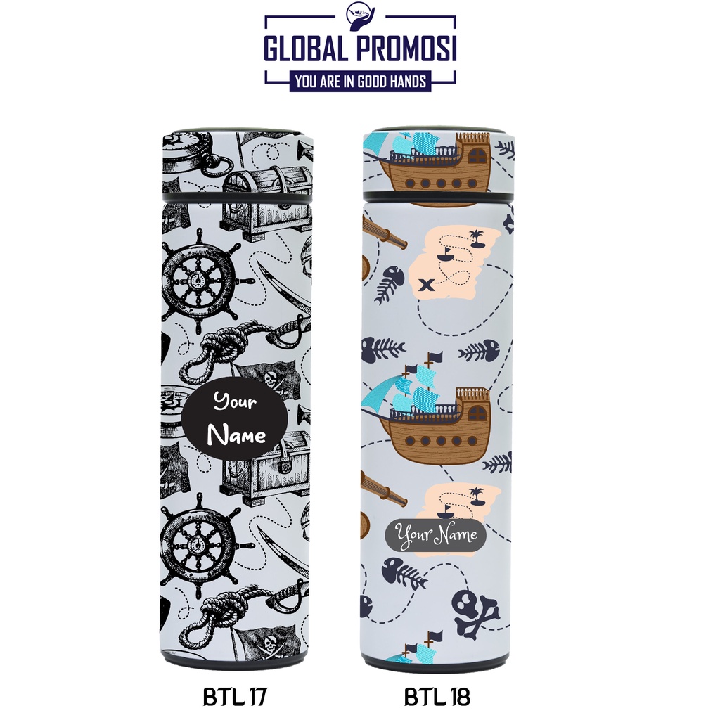 Tumbler Sakura Print UV Motif Pirates / Bajak Laut / Anak Kecil / Cetak Souvenir Termos Botol Minum Custom Nama