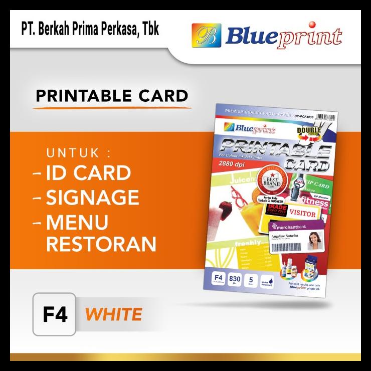 

Printable Card White, / Bahan Cetak Id Card White Blueprint - F4