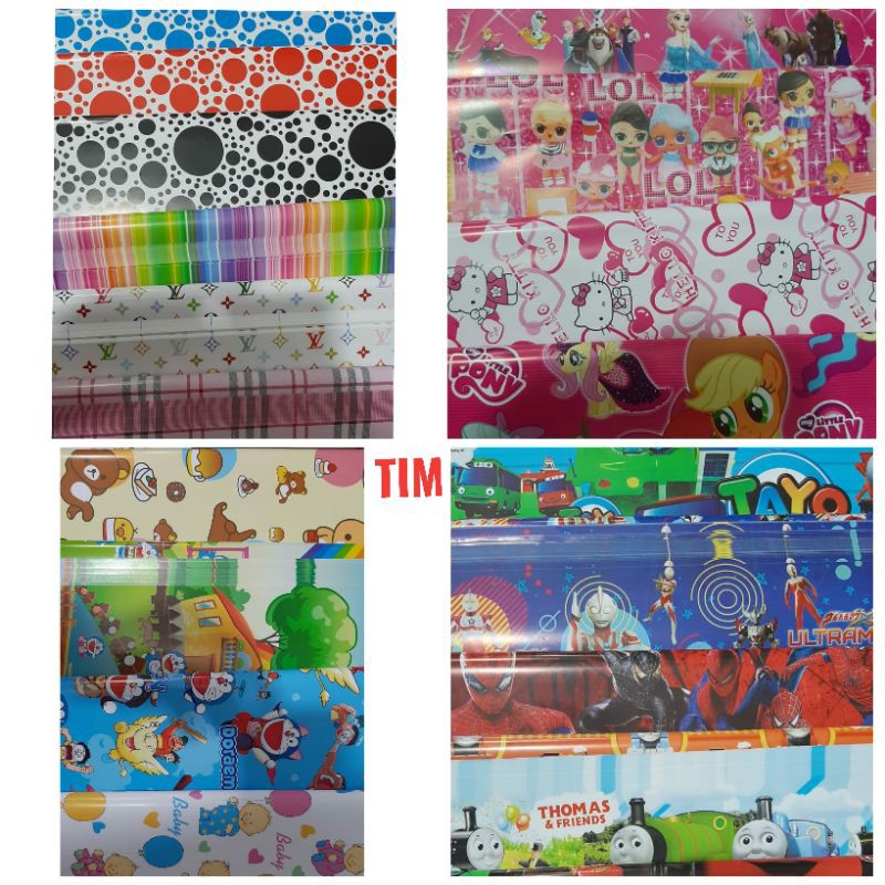 Kertas Kado Lucu Motif Batik / Kartun / HBD / Bunga / Baby