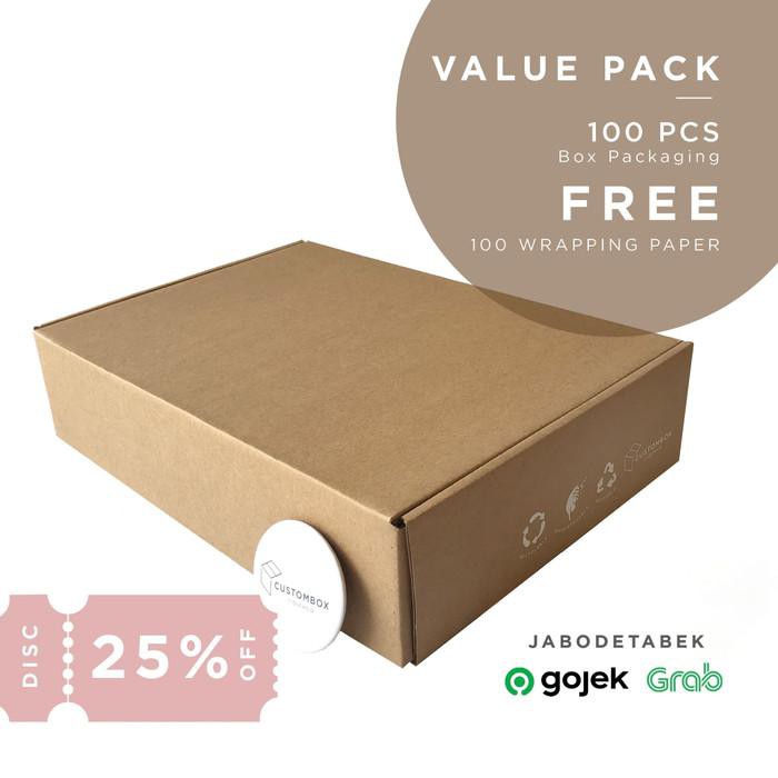 

PROMO - 100 Pcs Box Packaging (33.5x24.5x7.5 cm) | FREE Wrapping Paper JAKARTA