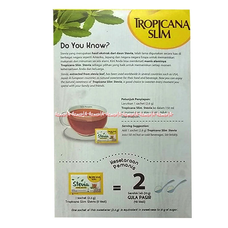 Tropicana Slim Stevia 50sachet Gula Non Kalori Slims Stefia Gula Untuk Diabetes Diabet TropicanaSlim Gula Jagung TS