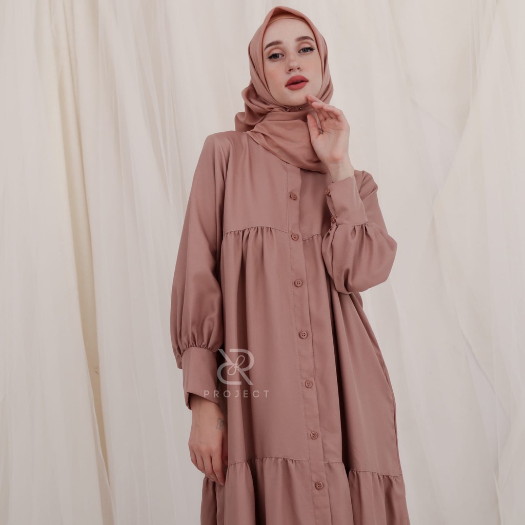 dress full kancing bahan shakila premium gamis susun wanita size S M L XL fashion muslim wanita kekinian