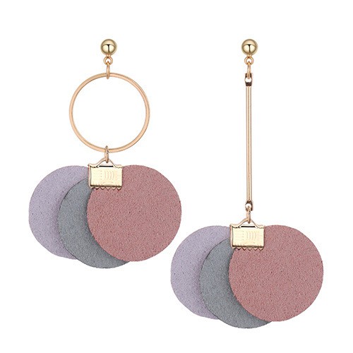 LRC Anting Tusuk Fashion Multi-color Round Shape Decorated Earrings