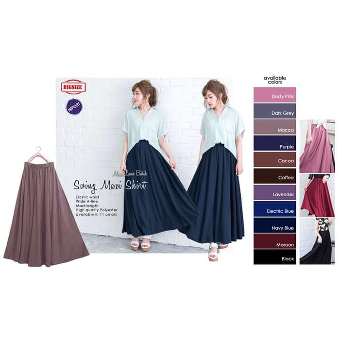 Swing Maxi Skirt / Rok Payung Import/ Rok Lebar Jumbo