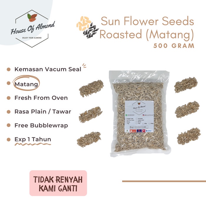 

ds201fs Sun Flower Seed Roasted 500Gr / Biji Bunga Matahari Kupas(Kuaci) Dscscv