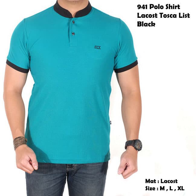 polo shirt pria polos pendek tosca  - Hijau Tosca, M
