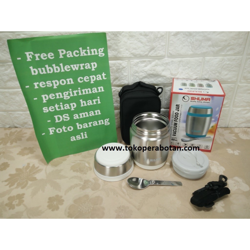 PREMIUM  Vacuum Lunch Box Shuma 380ml / Rantang / Food Jar Shuma 380ml - Hijau muda