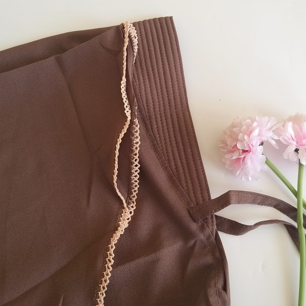 Jilbab Bergo Pet tali List Pichot Size XL/Hijab Bergo Instan Jumbo Modis Mentari-Smoky Brown