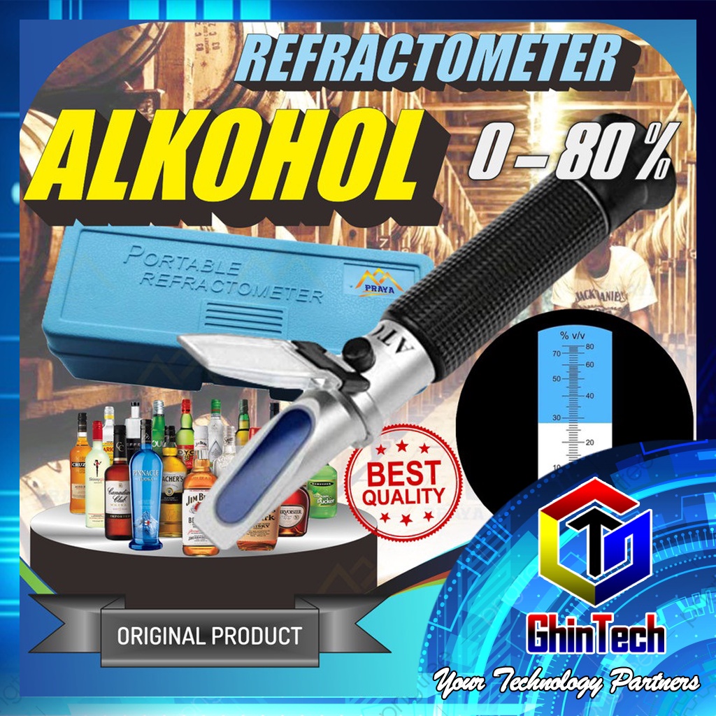 Jual Refractometer Alcohol 080 Alat Tes Ukur Kadar Alkohol