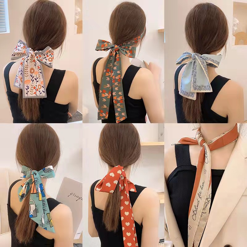 Ikat Rambut Premium Satin Scarf Syal / Scrunchie / Bandana / Korea Silk Hair Ribbon Dalika